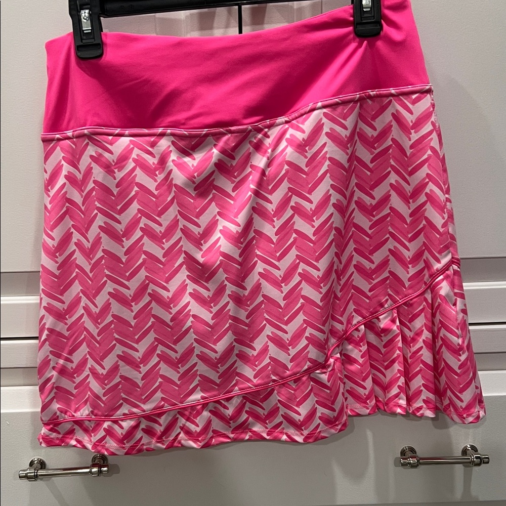 Birdies Hot Pink Chevron-Print Skater Skirt